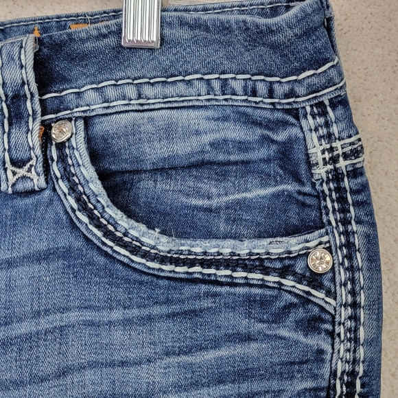 Rock Revival Jordyn Easy Boot Western Denim Blue Jeans Sz 32 x 27.5 (Hemmed) - Picture 7 of 16